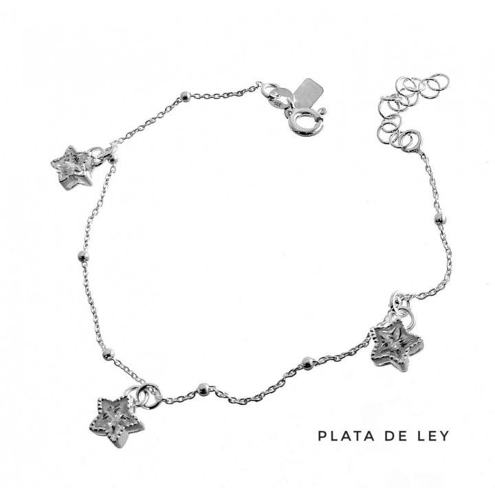 Pulsera cadena bolitas estrellas