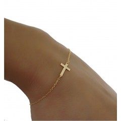 Pulsera cruz pequeña chapada