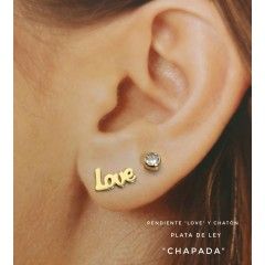 Pendiente chapado love chatón