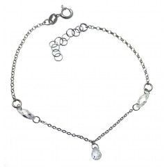 Pulsera rodiada  piedras colgando 