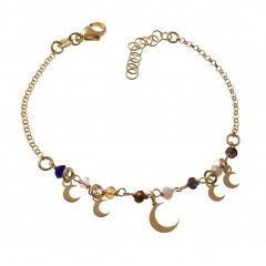 Pulsera chapada lunas piedra color 
