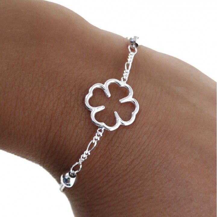 Pulsera cadena bolas trébol 
