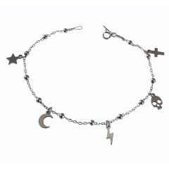 Pulsera cadena combinada bolas motivos colgando 