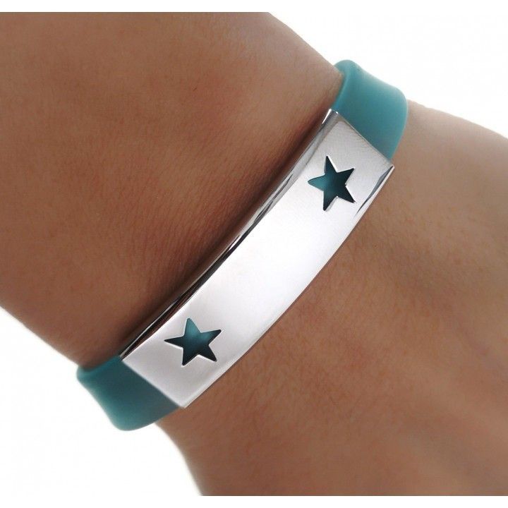 Pulsera caucho entrepieza  acero