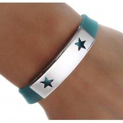 Pulsera caucho entrepieza  acero