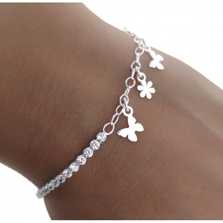 Pulsera infantil circonitas motivos colgando 