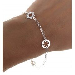 Pulsera cadena forzada estrella David flores caladas 