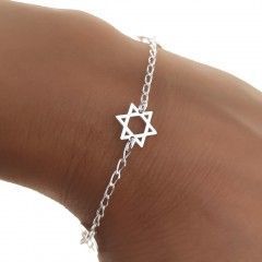 Pulsera cadena forzada estrella David flores caladas 