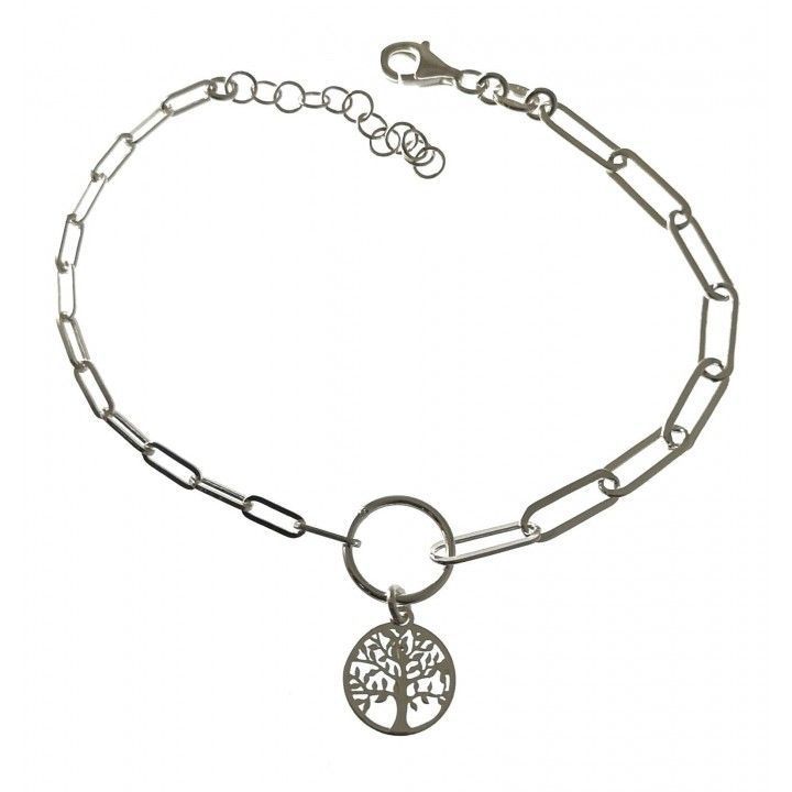 Pulsera cadena forzada alargada árbol de la vida
