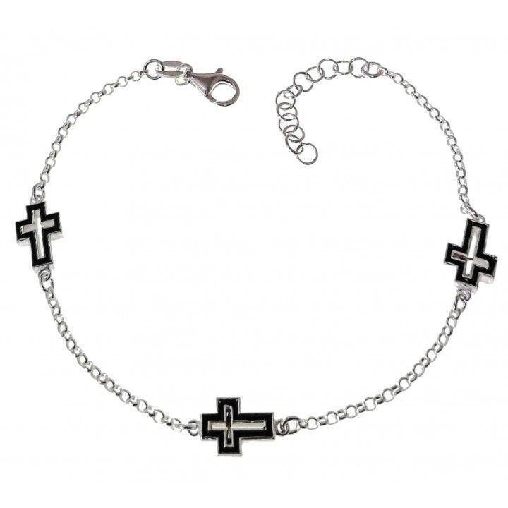 Pulsera cruz esmalte