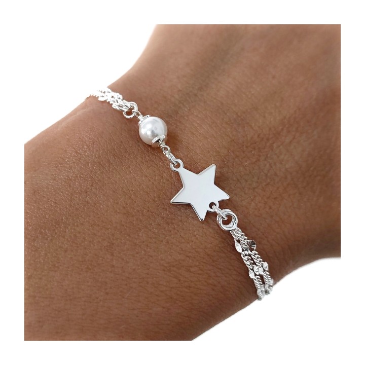 Pulsera doble cadena perla...