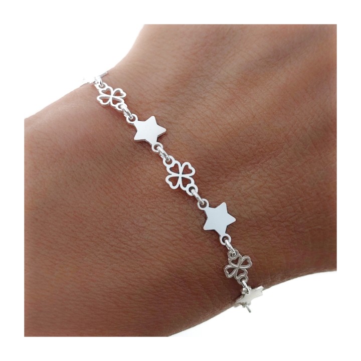 Pulsera tréboles y estrellas