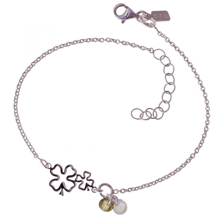 Pulsera trébol piedra color