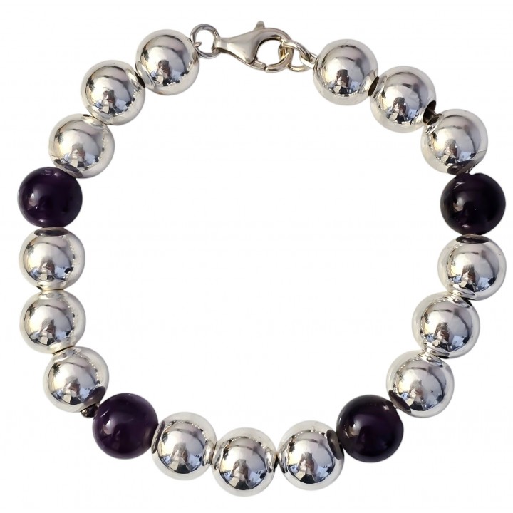 Pulsera bolas con amatista...