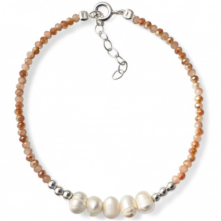 Pulsera piedra color perlas