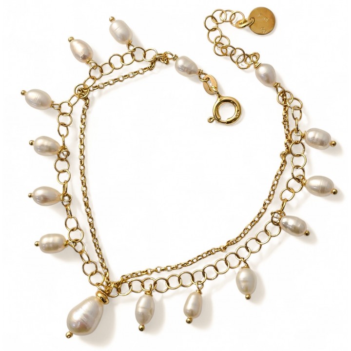 Pulsera chapada perlas