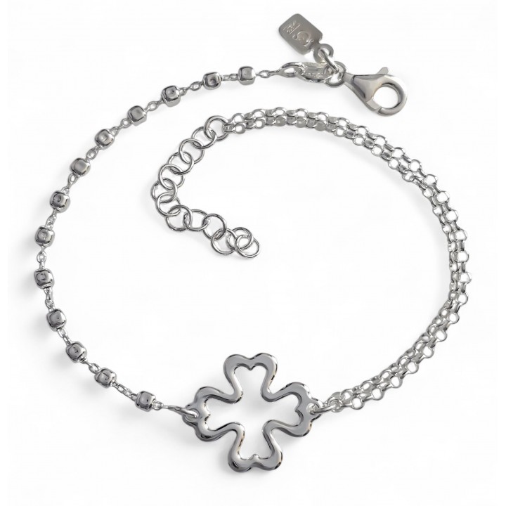 Pulsera doble cadena trébol