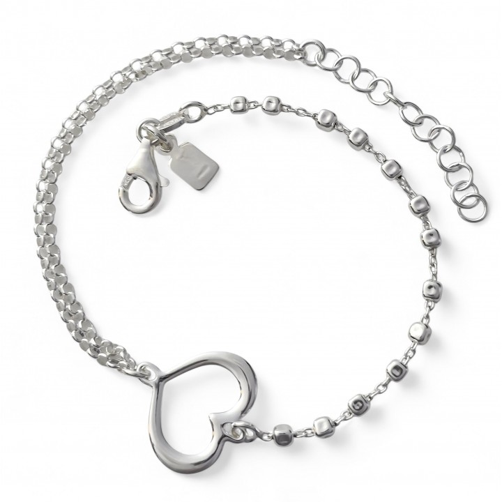 Pulsera doble cadena corazón