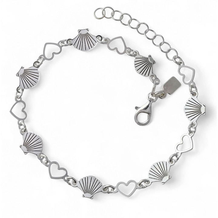 Pulsera conchas corazones