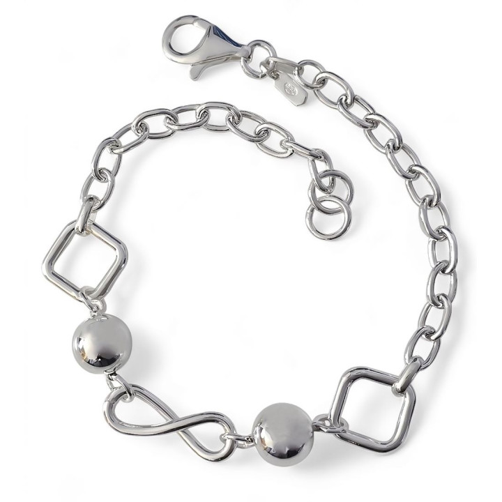 Pulsera bolas infinitos rombos