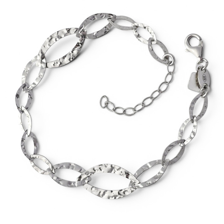 Pulsera rodio martilleada