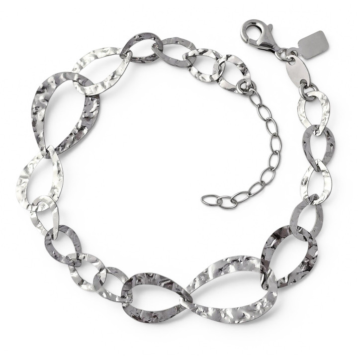 Pulsera rodio martilleada