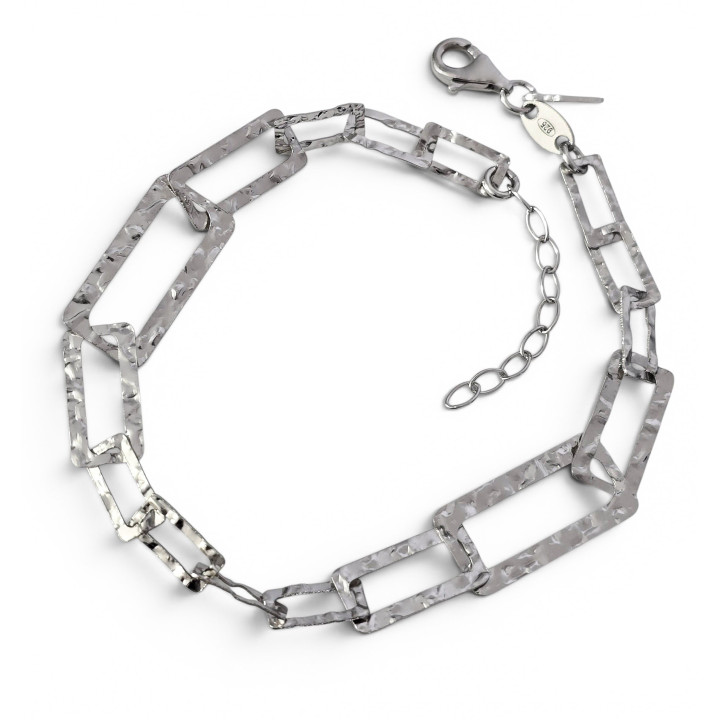 Pulsera rodio martilleada