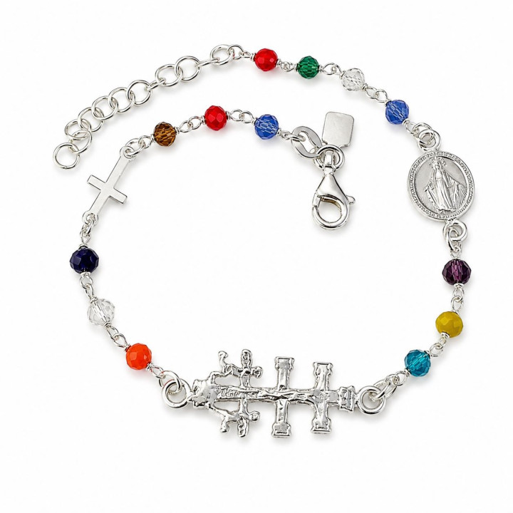 Pulsera piedra color cruz...