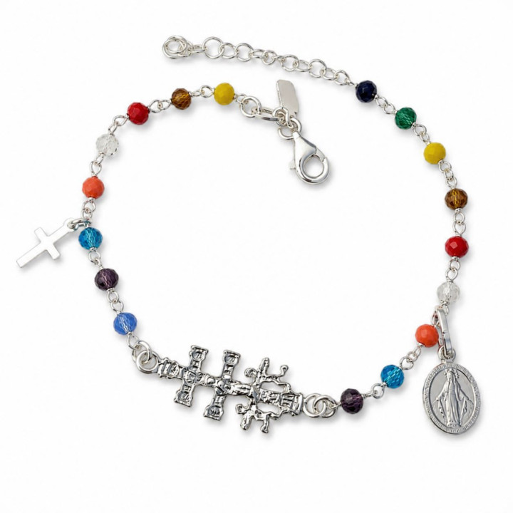 Pulsera piedra color cruz...