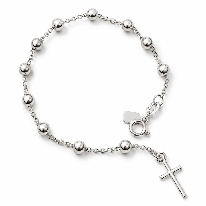 Pulsera rosario bolas 4mm cruz
