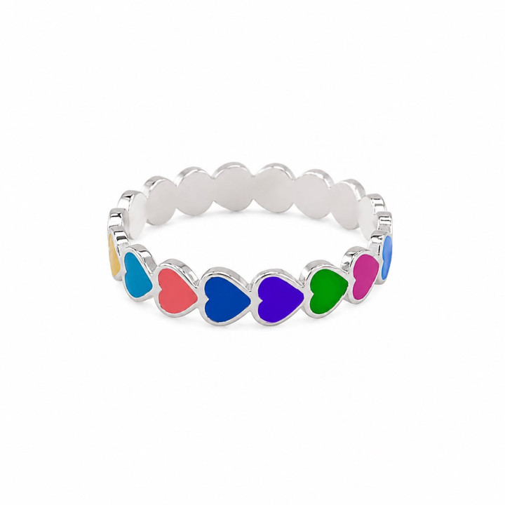 Sortija corazones multicolor