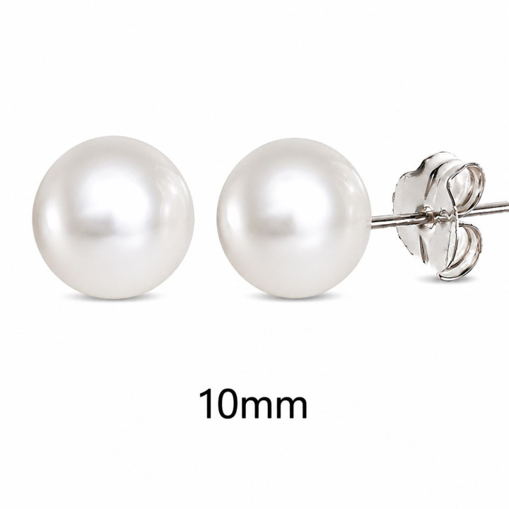Pendiente bola perla 10mm