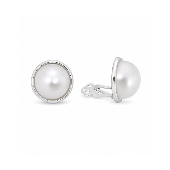 Pendiente m/perla 14mm clip