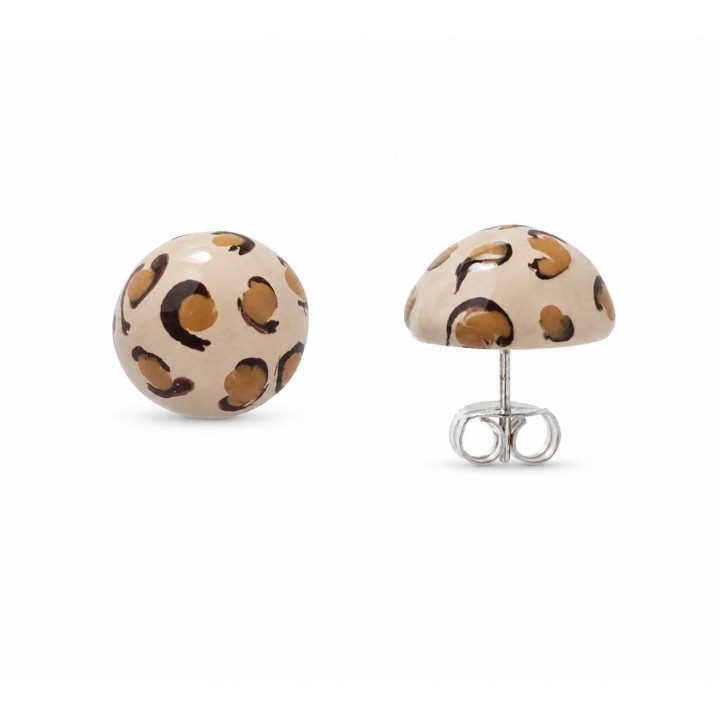 Pendiente m/bola animal print