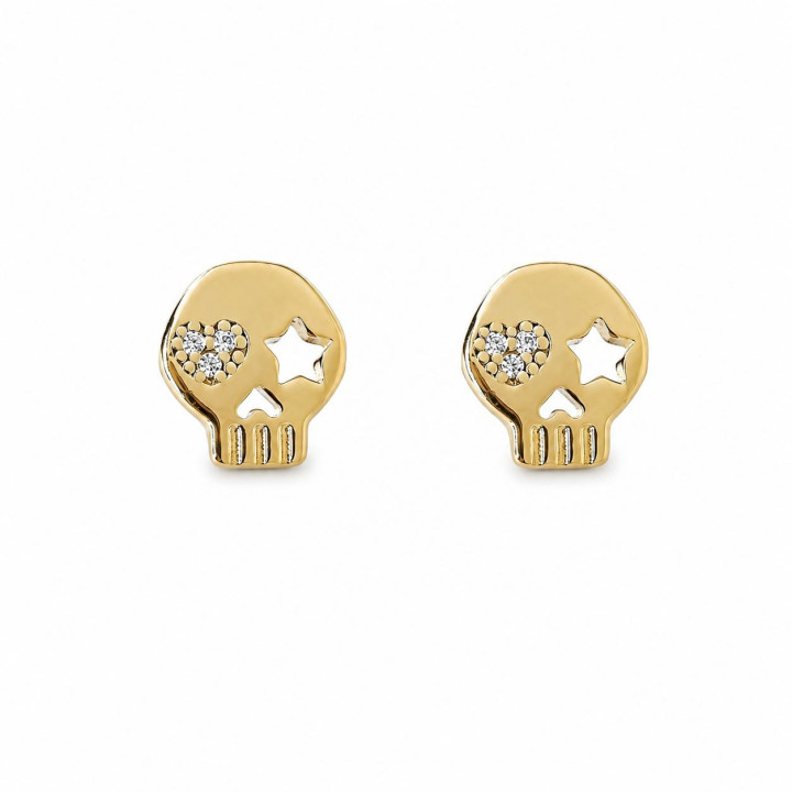 Pendiente chapado calavera