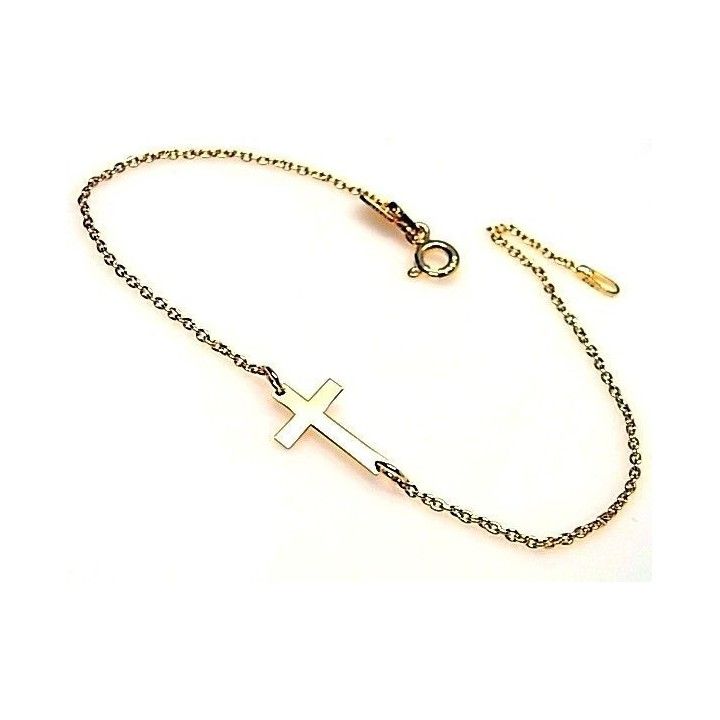 Pulsera cruz pequeña chapada