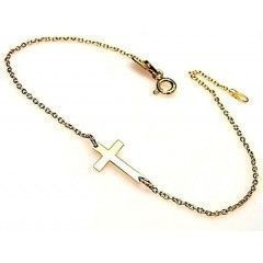 Pulsera cruz pequeña chapada